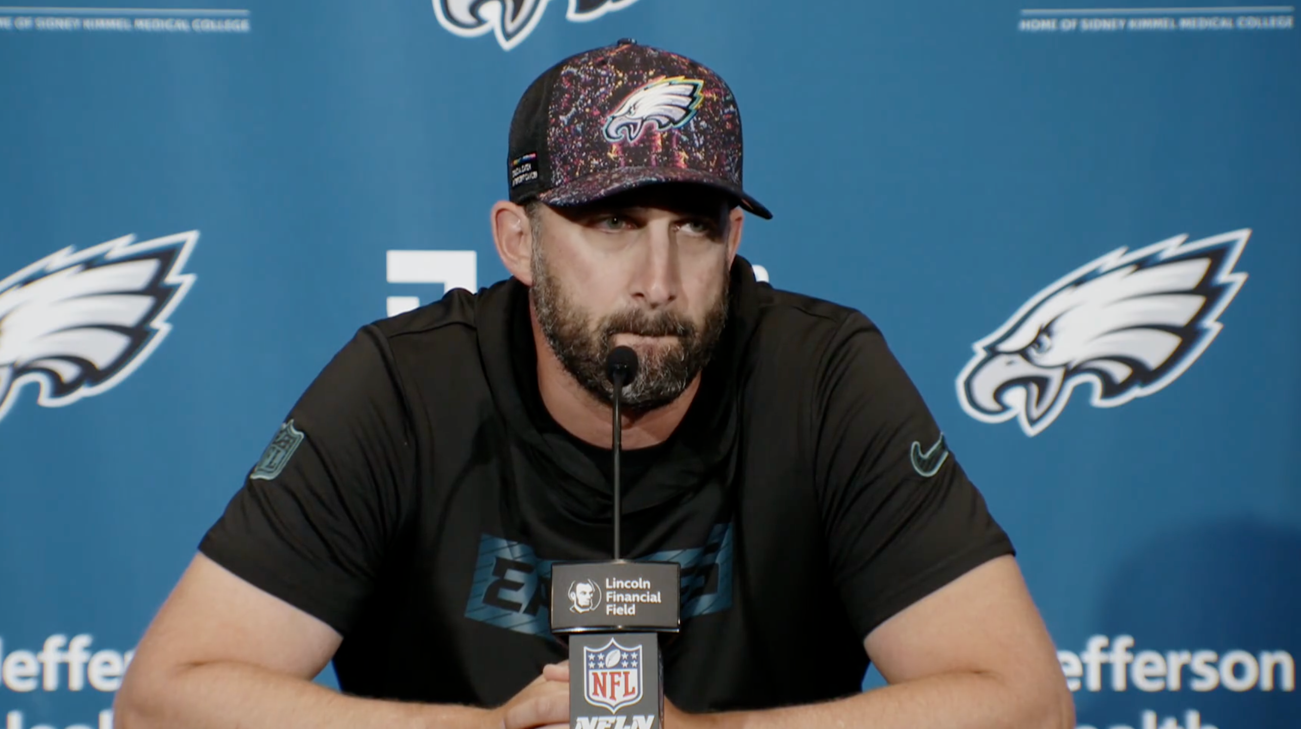 Eagles head coach Nick Sirianni speaks to media following Week 5 loss to Broncos.